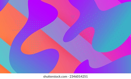 Fluid Background. Blue Graphic Banner. Modern Flyer. Flat Minimal Cover. 3d Landing Page. Hipster Frame. Business Wallpaper. Rainbow Shapes. Magenta Fluid Background