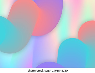 Fluid background. Business invitation, report template. Vivid gradient mesh. Holographic 3d backdrop with modern trendy blend. Fluid background with liquid dynamic elements and shapes.
