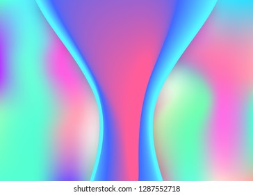 Fluid background. Circle invitation, magazine template. Vivid gradient mesh. Holographic 3d backdrop with modern trendy blend. Fluid background with liquid dynamic elements and shapes.