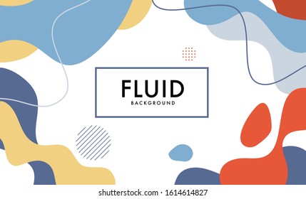Fluid background design template with colorful abstract shape and memphis, geometric element for your calendar, poster, cover and sticker.