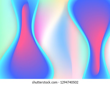 Fluid background. Geometric flyer, magazine design. Vivid gradient mesh. Holographic 3d backdrop with modern trendy blend. Fluid background with liquid dynamic elements and shapes.