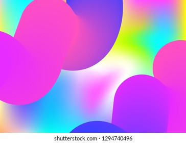 Fluid background. Geometric poster, report frame. Holographic 3d backdrop with modern trendy blend. Vivid gradient mesh. Fluid background with liquid dynamic elements and shapes.