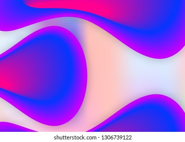 Fluid background. Geometric presentation, invitation template. Vivid gradient mesh. Holographic 3d backdrop with modern trendy blend. Fluid background with liquid dynamic elements and shapes.