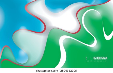 Fluid background of green and blue with little white and red. Good template for Uzbekistan independence day and national day design