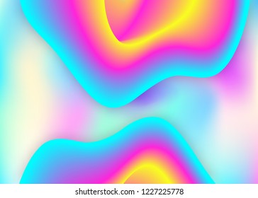 Fluid background. Holographic 3d backdrop with modern trendy blend. Business flyer, presentation design. Vivid gradient mesh. Fluid background with liquid dynamic elements and shapes.