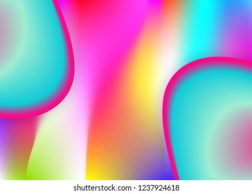 Fluid background. Holographic 3d backdrop with modern trendy blend. Vivid gradient mesh. Cosmic presentation, poster template. Fluid background with liquid dynamic elements and shapes.