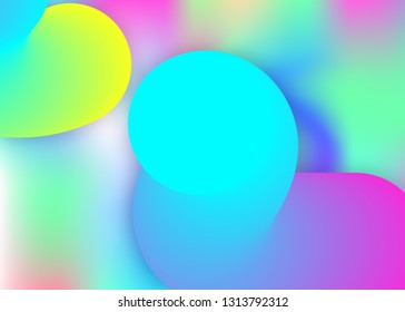 Fluid background. Holographic 3d backdrop with modern trendy blend. Vibrant magazine, report frame. Vivid gradient mesh. Fluid background with liquid dynamic elements and shapes.