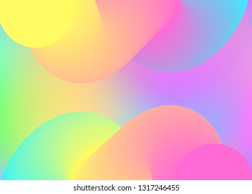 Fluid background. Holographic 3d backdrop with modern trendy blend. Vivid gradient mesh. Creative wallpaper, magazine composition. Fluid background with liquid dynamic elements and shapes.