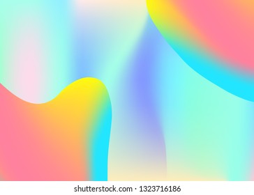 Fluid background. Holographic 3d backdrop with modern trendy blend. Wavy card, poster frame. Vivid gradient mesh. Fluid background with liquid dynamic elements and shapes.