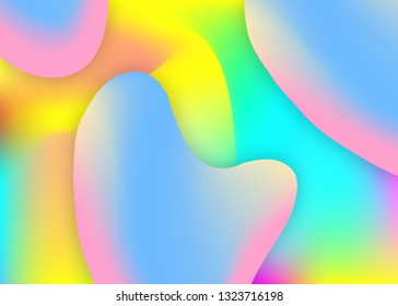 Fluid background. Holographic 3d backdrop with modern trendy blend. Abstract magazine, flyer design. Vivid gradient mesh. Fluid background with liquid dynamic elements and shapes.
