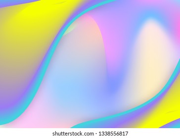 Fluid background. Holographic 3d backdrop with modern trendy blend. Vivid gradient mesh. Business presentation, report template. Fluid background with liquid dynamic elements and shapes.