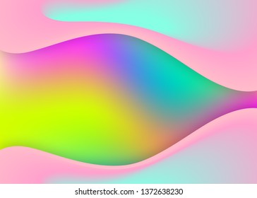 Fluid background. Holographic 3d backdrop with modern trendy blend. Vivid gradient mesh. Pop report, poster composition. Fluid background with liquid dynamic elements and shapes.