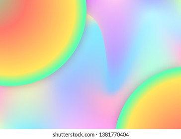 Fluid background. Holographic 3d backdrop with modern trendy blend. Futuristic certificate, magazine design. Vivid gradient mesh. Fluid background with liquid dynamic elements and shapes.