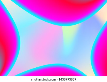 Fluid background. Holographic 3d backdrop with modern trendy blend. Psychedelic report, invitation composition. Vivid gradient mesh. Fluid background with liquid dynamic elements and shapes.