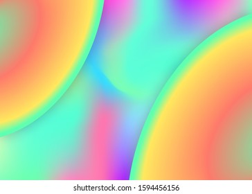Fluid background. Holographic 3d backdrop with modern trendy blend. Vivid gradient mesh. Circle report, certificate frame. Fluid background with liquid dynamic elements and shapes.