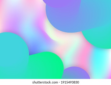 Fluid background. Holographic 3d backdrop with modern trendy blend. Vivid gradient mesh. Bright magazine, banner composition. Fluid background with liquid dynamic elements and shapes.