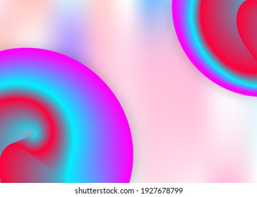 Fondo fluido. Fondo holográfico en 3d con moderna combinación de moda. Malla gradiente vívida. Volante en círculo, diseño de revista. Fondo fluido con elementos dinámicos líquidos y formas.