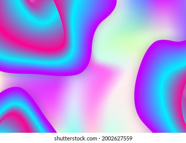 Fluid background. Holographic 3d backdrop with modern trendy blend. Circle wallpaper, banner template. Vivid gradient mesh. Fluid background with liquid dynamic elements and shapes.