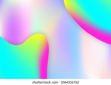 Fluid background. Holographic 3d backdrop with modern trendy blend. Vivid gradient mesh. Cool card, book layout. Fluid background with liquid dynamic elements and shapes.