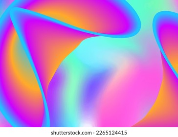 Fluid background. Holographic 3d backdrop with modern trendy blend. Vivid gradient mesh. Molecular banner, book layout. Fluid background with liquid dynamic elements and shapes.