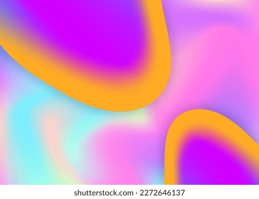 Fluid background. Holographic 3d backdrop with modern trendy blend. Magic magazine, cover composition. Vivid gradient mesh. Fluid background with liquid dynamic elements and shapes.