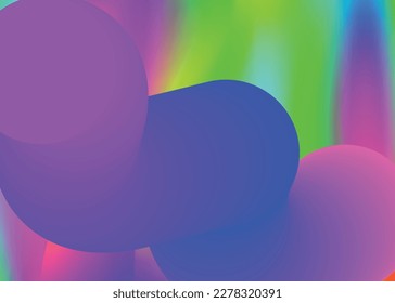 Fluid background. Holographic 3d backdrop with modern trendy blend. Abstract invitation, cover template. Vivid gradient mesh. Fluid background with liquid dynamic elements and shapes.