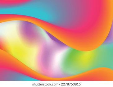 Fluid background. Holographic 3d backdrop with modern trendy blend. Vivid gradient mesh. Molecular wallpaper, cover frame. Fluid background with liquid dynamic elements and shapes.