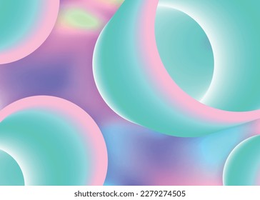 Fluid background. Holographic 3d backdrop with modern trendy blend. Neon banner, certificate design. Vivid gradient mesh. Fluid background with liquid dynamic elements and shapes.