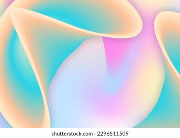 Fluid background. Holographic 3d backdrop with modern trendy blend. Vivid gradient mesh. Neon magazine, report layout. Fluid background with liquid dynamic elements and shapes.