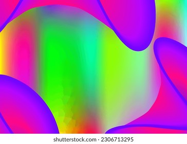 Fluid background. Holographic 3d backdrop with modern trendy blend. Vivid gradient mesh. Vibrant card, certificate frame. Fluid background with liquid dynamic elements and shapes.