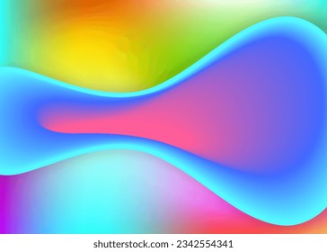 Fluid background. Holographic 3d backdrop with modern trendy blend. Vibrant invitation, book frame. Vivid gradient mesh. Fluid background with liquid dynamic elements and shapes.