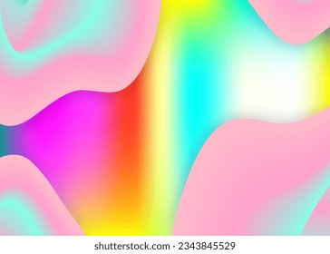 Fluid background. Holographic 3d backdrop with modern trendy blend. Molecular card, invitation template. Vivid gradient mesh. Fluid background with liquid dynamic elements and shapes.