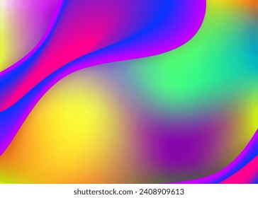 Fluid background. Holographic 3d backdrop with modern trendy blend. Pop flyer, wallpaper design. Vivid gradient mesh. Fluid background with liquid dynamic elements and shapes.