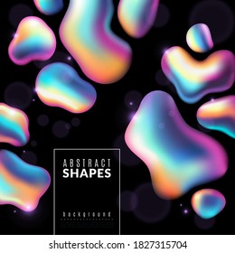 Fluid background  Liquid abstract metallic shapes colored iridescent gradient square composition  3d dynamic forms futuristic texture for book cover  landing page   banner modern vector poster