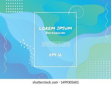 Fluid background liquid colorful modern design and memphis halftone style with space for your text. vector illustration