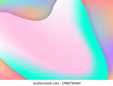 Fluid background. Molecular poster, wallpaper frame. Vivid gradient mesh. Holographic 3d backdrop with modern trendy blend. Fluid background with liquid dynamic elements and shapes.