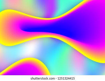 Fluid background. Neon cover, presentation template. Vivid gradient mesh. Holographic 3d backdrop with modern trendy blend. Fluid background with liquid dynamic elements and shapes.