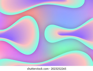 Fluid background. Neon wallpaper, certificate layout. Holographic 3d backdrop with modern trendy blend. Vivid gradient mesh. Fluid background with liquid dynamic elements and shapes.
