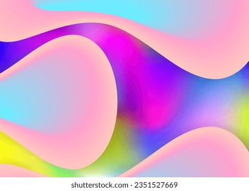 Fluid background. Pop invitation, poster layout. Vivid gradient mesh. Holographic 3d backdrop with modern trendy blend. Fluid background with liquid dynamic elements and shapes.