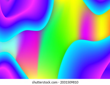 Fluid background. Pop presentation, banner layout. Vivid gradient mesh. Holographic 3d backdrop with modern trendy blend. Fluid background with liquid dynamic elements and shapes.