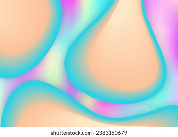 Fluid background. Rainbow magazine, presentation template. Vivid gradient mesh. Holographic 3d backdrop with modern trendy blend. Fluid background with liquid dynamic elements and shapes.
