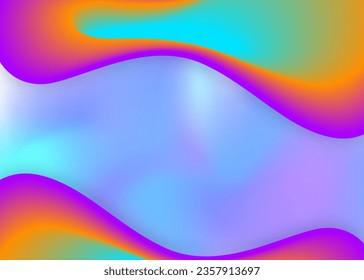 Fluid background. Round banner, magazine design. Vivid gradient mesh. Holographic 3d backdrop with modern trendy blend. Fluid background with liquid dynamic elements and shapes.