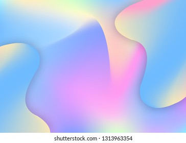 Fluid background. Soft banner, invitation layout. Holographic 3d backdrop with modern trendy blend. Vivid gradient mesh. Fluid background with liquid dynamic elements and shapes.