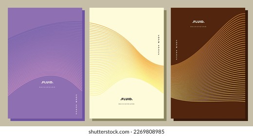 Fluid background template copy space set for poster, brochure, presentation page, business card, or landing page. Colorful wavy backdrop design.