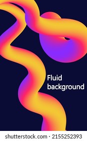 Fluid background. Vertical poster, 3d gradient shape, modern futuristic backdrop, abstract wave, web banner, minimal bright colors design, vector illustration