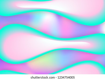 Fluid background. Vivid gradient mesh. Holographic 3d backdrop with modern trendy blend. Round book, banner layout. Fluid background with liquid dynamic elements and shapes.