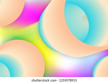 Fluid background. Vivid gradient mesh. Molecular invitation, certificate layout. Holographic 3d backdrop with modern trendy blend. Fluid background with liquid dynamic elements and shapes.