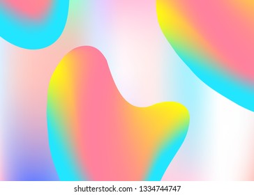 Fluid background. Vivid gradient mesh. Rainbow banner, report template. Holographic 3d backdrop with modern trendy blend. Fluid background with liquid dynamic elements and shapes.