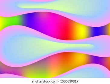 Fluid background. Vivid gradient mesh. Vibrant magazine, book frame. Holographic 3d backdrop with modern trendy blend. Fluid background with liquid dynamic elements and shapes.