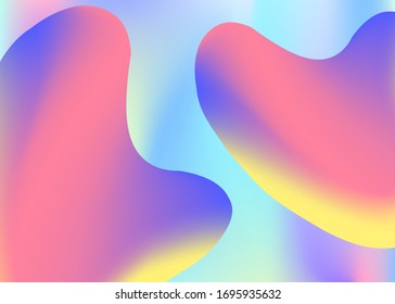 Fluid background. Vivid gradient mesh. Holographic 3d backdrop with modern trendy blend. Abstract magazine, invitation design. Fluid background with liquid dynamic elements and shapes.